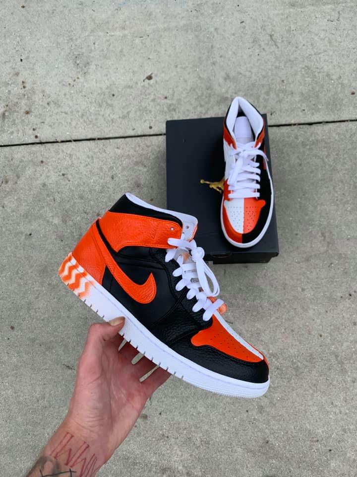SPLIT Orange x Jordan 1's