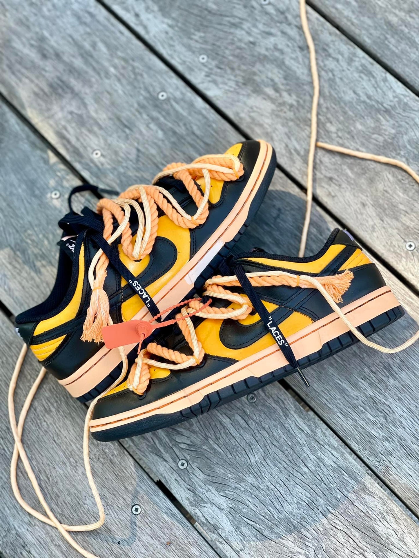 Custom Off-White Dunks - Orange + Black