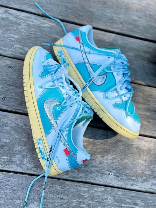 Custom Off-White Dunks - Blue + Yellow