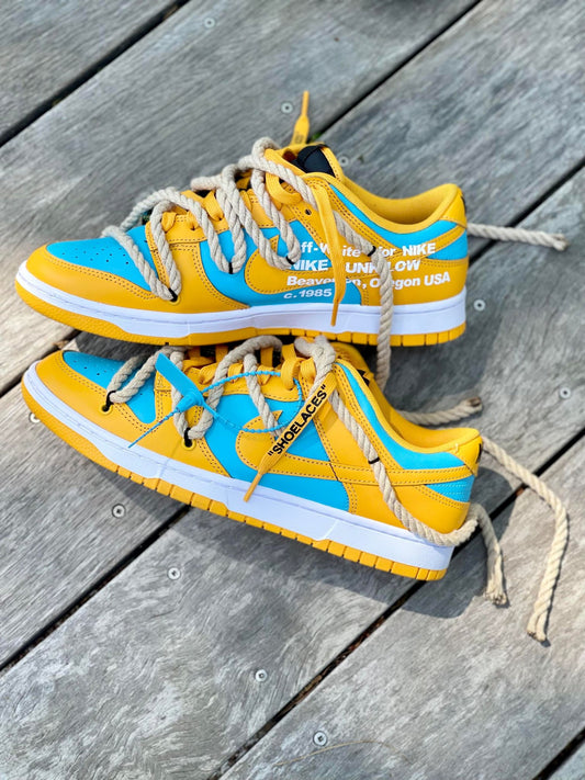 Custom Off-White Dunks - Blue + Yellow