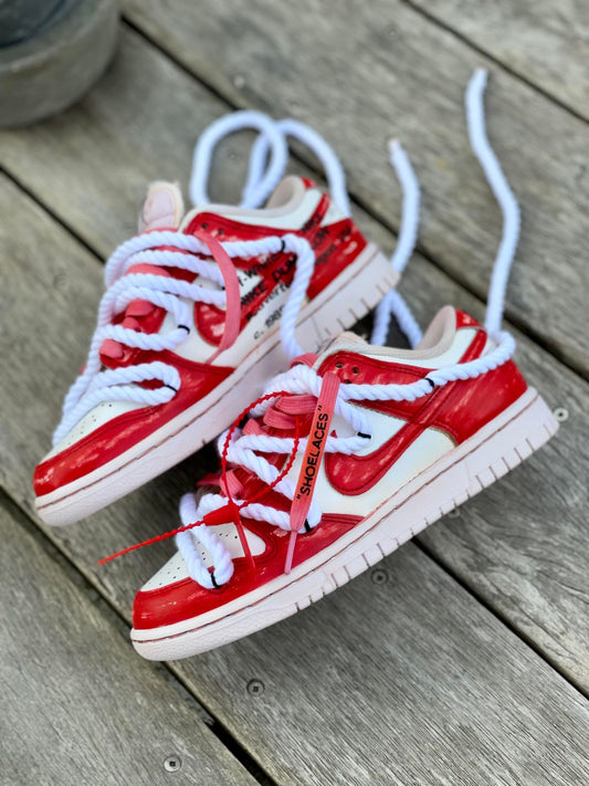 Custom Off-White Dunks - Red + Peach