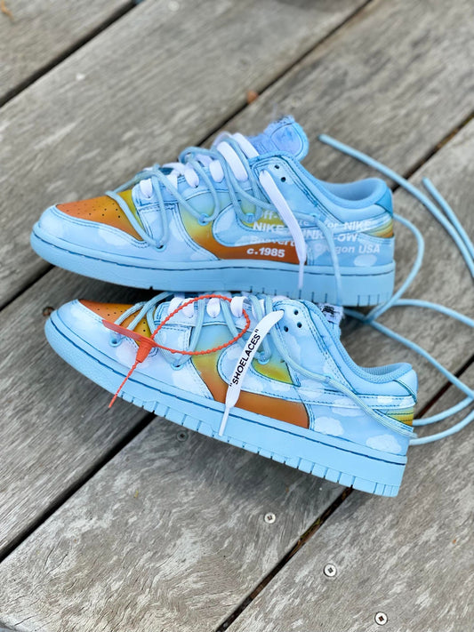 Custom Off-White Dunks - Blue + Orange